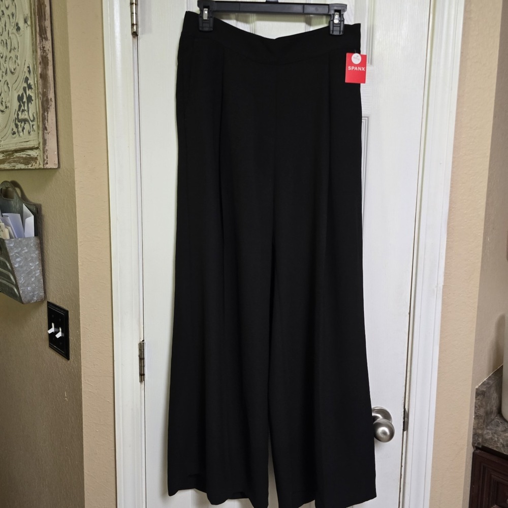 NWT SPANX The Perfect Pant Wide Leg Black Pants Women Large Petite Ponte